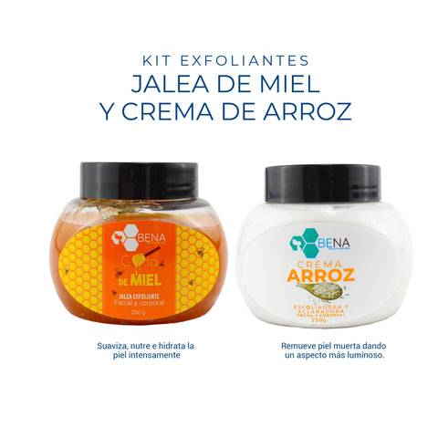 Kit Crema Exfoliadora Aclarante Arroz y Jalea Exfoliante Gota de Miel (2 piezas, 250 gr c/u)