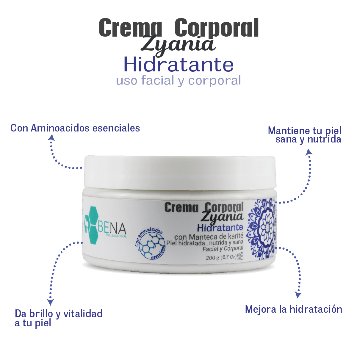 Crema Corporal Zyania Hidratante (200 g)