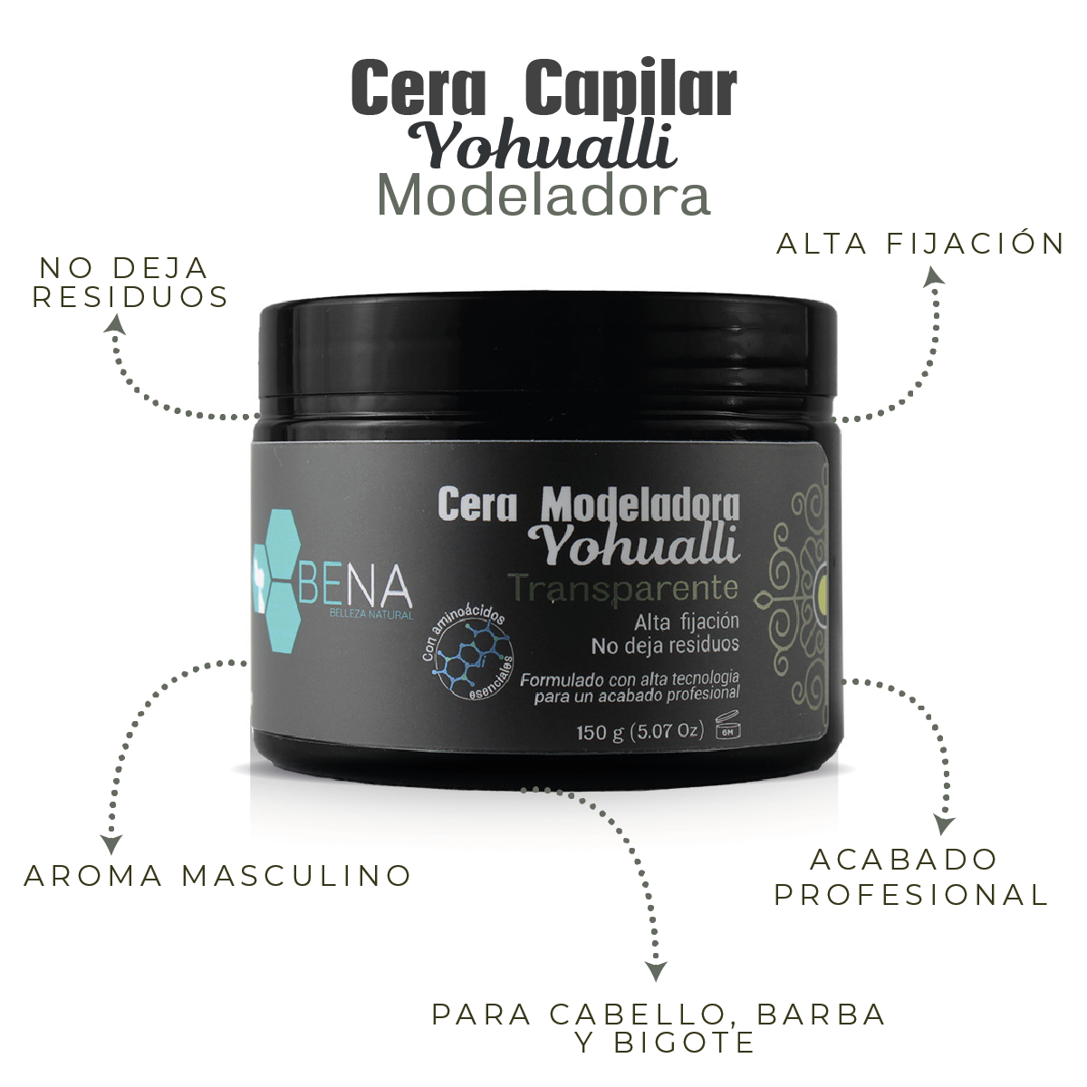 Cera Modeladora Yohualli Transparente Capilar (150 g)